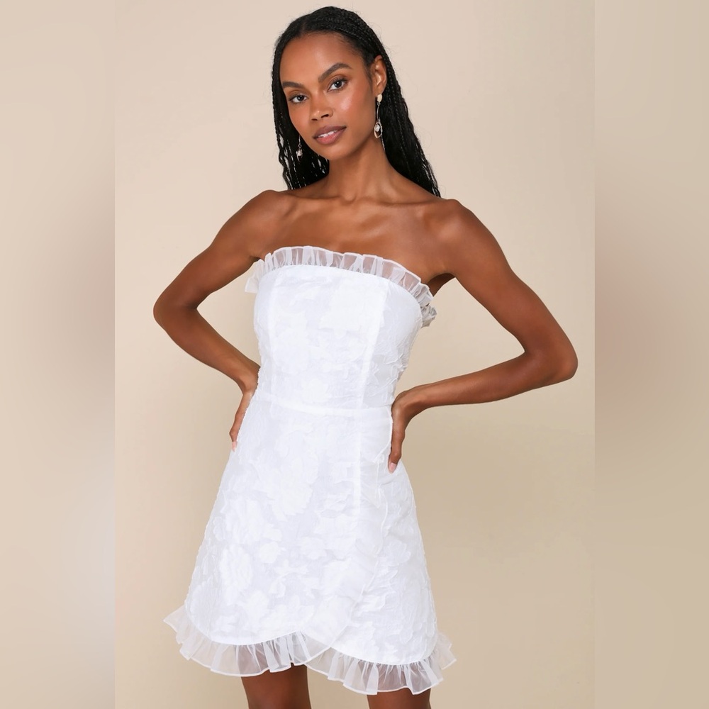 White Lulus Strapless Mini Dress